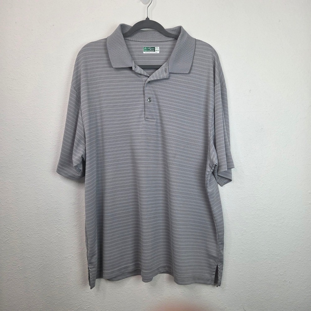 Ben Hogan Performance Polo Shirt Mens 2XL Gray Striped Short‎ Sleeve Golf Top